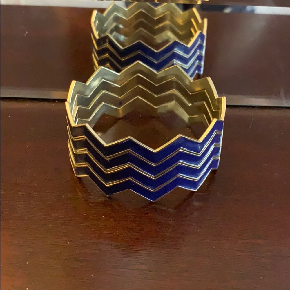 Navy and Gold Chevron Bangle set